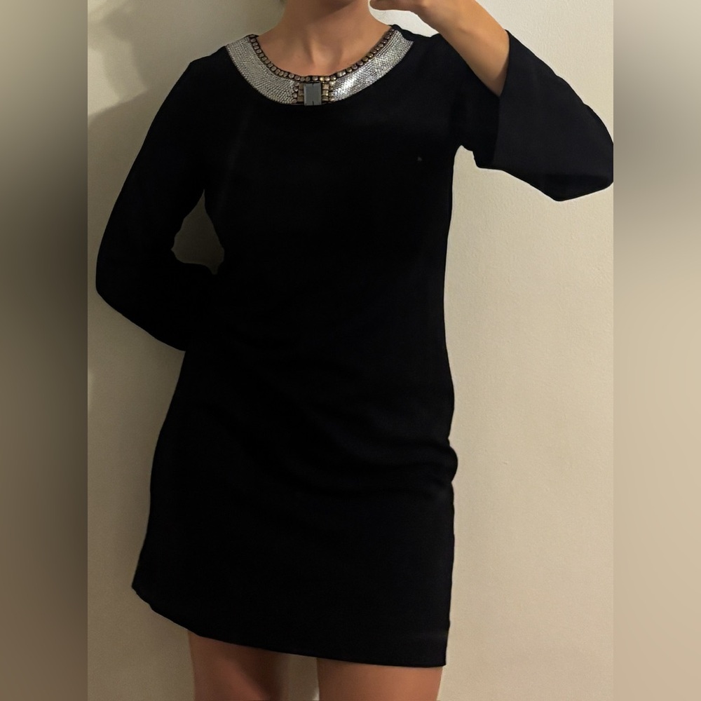 Nicole Miller black long sleeve mini Dress